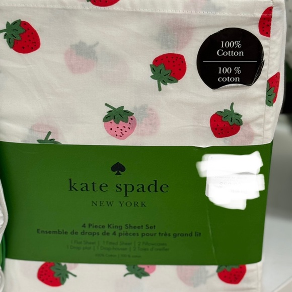 Kate Spade Strawberry Print King Sheet Set